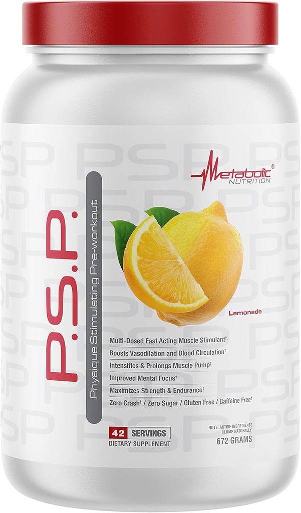 Metabolic Nutrition P.S.P. Physique Stimulieren PreWorkout 672g Zero Sugar Caffeine Free (Lemonade)