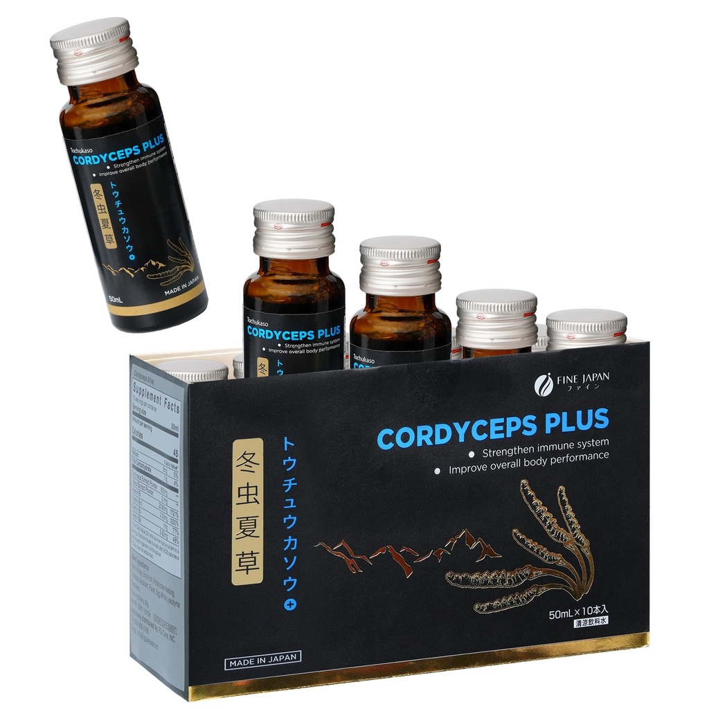FINE JAPAN Cordyceps Plus: Premium Cordyceps Pilzextrakt und Macadamia Blend - Smart Drops Adaptogenic Pilze, Organische Pilz-Ergänzung für Energie und Immunität, flüssige Cordyceps (Pack von 10)