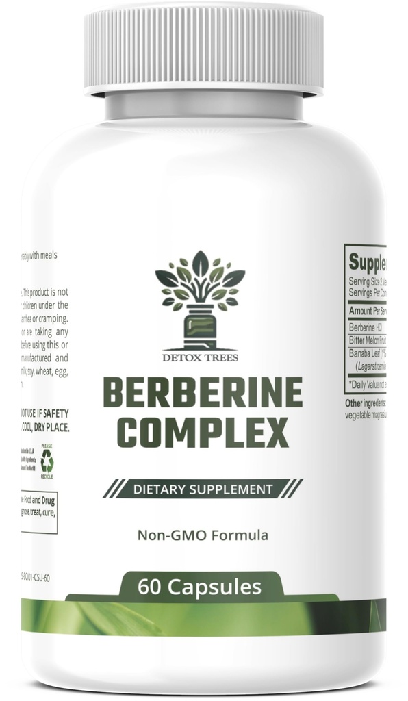 Berberine Ergänzung mit Bitter Melon Extrakt und Banaba Blatt Extrakt - 1000mg Berberine HCL für Immunsystem - Weight Management - Non-GMO - Glutenfreie Berberine Complex, 60 Kapseln.