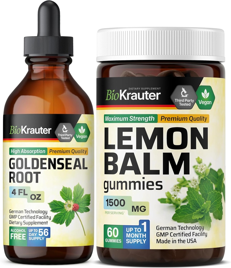 BIO KRAUTER Goldenseal Tincture 4 Fl. Oz. & Zitronenbalsam 60 Gummi