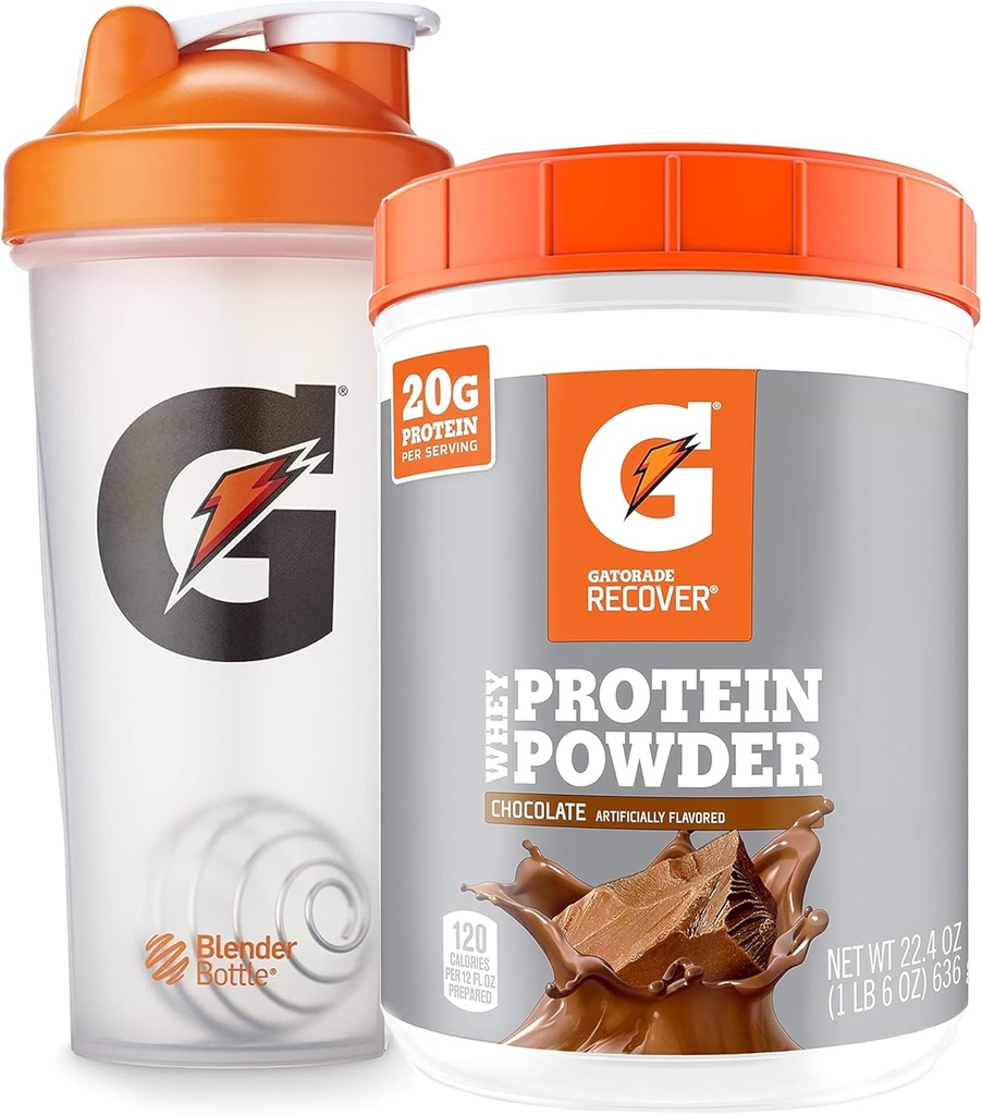 Bundle Gatorade Shaker Bottle für Gym, 28 Unze, Kunststoff und Gatorade Whey Protein Pulver, Schokolade