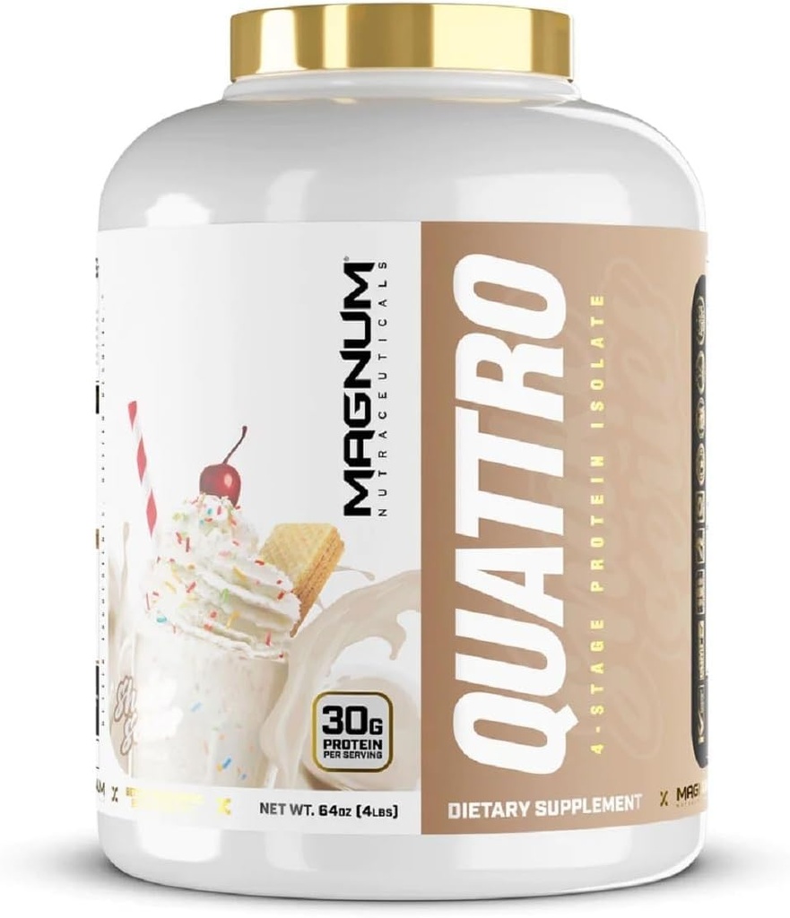 Magnum Nutraceuticals Quattro Shake Series Whey Protein Powder, Vanilla 4.5lb – Premium Protein Isolate Blend für Muskelwachstum & Recovery