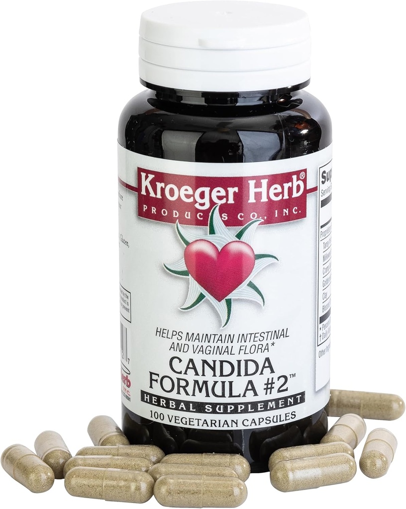 Kroeger Kräuter Produkte, Candida Formel #2, Cleanse Support, Detox für Natürliche Candida Cleanse, Hilft Gut und Vaginal Gesundheit, Hefe Supplement, Candida Overgrowth, Intestinal Supplement, Made in USA