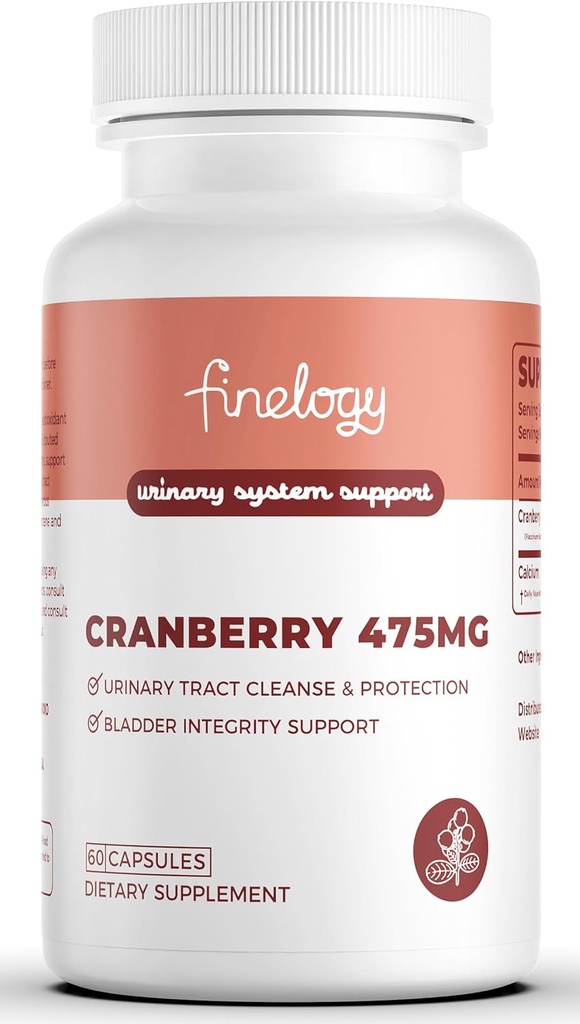 Cranberry Pillen 475mg, 60 Vegan Kapseln für Urinary Tract Health & Bladder Unterstützung, Konzentrat Cranberry Powder, Non-GMO, Zuckerfreie Cranberry Ergänzung, 2-Month Supply