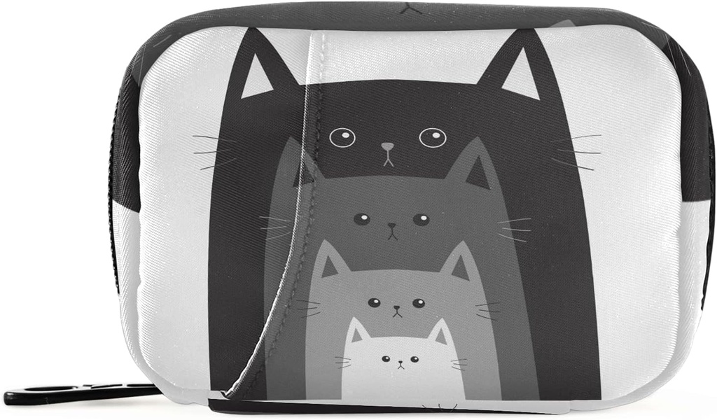 Naanle lustige Katzen in Row Pille Box 7 Tage Pille Fall Reisen Pille Organizer Tasche mit Reißverschluss Portable Weekly Case Compact Größe für Vitamin Supplement Halter