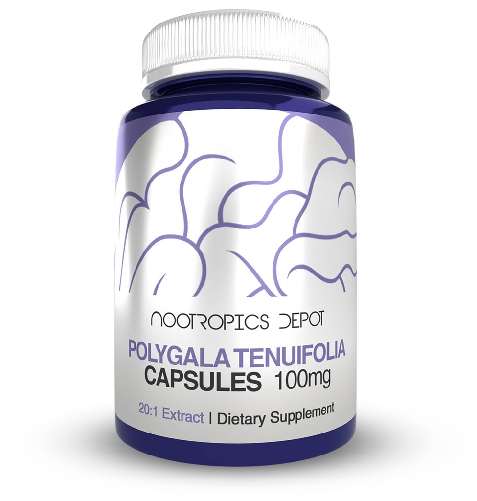 Nootropics Depot Polygala tenuifolia Kapseln | 100mg | 90 Count | 20:1 Extrakt | Yuan Zhi | Fördert kognitive Funktion, Lernen und Gedächtnis | Unterstützt gesunde Stress Levels | Adaptogen Supplement