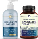 Magnesium Lotion und Magnesium Citrat Ergänzung | Vollkörper Magnesium Unterstützung für Körper und Geist mit 8 Fl Oz topal Magnesium Plus 2 Monate Versorgung Magnesium Complex Pillen