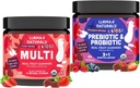 Llama Naturals Kinder Multivitamin und Probiotika und Präbiotika Bundle, Vegan, Bio Gut Gesundheit und Immun Unterstützung Gummie, Echte Frucht Gummy Vitamine, keine hinzugefügt Zuckerrohr, 2 Flaschen, 30 Tage Versorgung