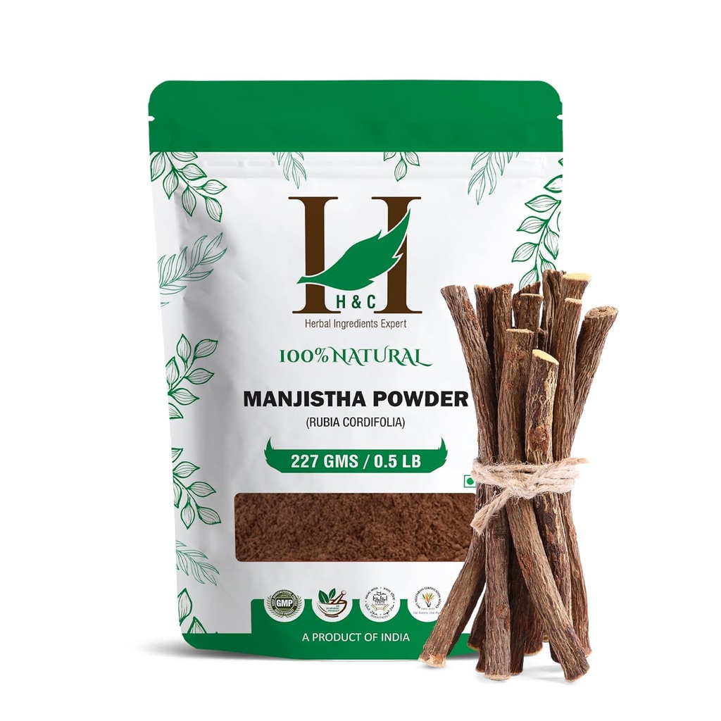 H&C 100% natürliches Manjistha Pulver- Rubia Cordifolia- 227gms /0.5 LB