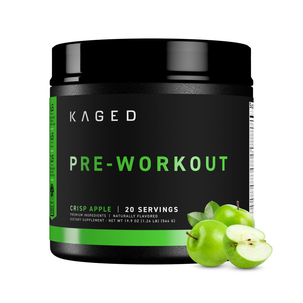 Kaged Original Pre Workout Powder | Krisp Apple | Pre-Kaged | Formuliert mit Kreatin, Beta Alanine, Pure Caffeine | 20 Servierungen