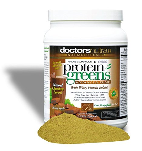 PH50 Protein Greens Getränk mit zertifizierten organischen Zutaten von Ärzten Nutra Nutraceuticals, 1.19 Pfund (540 Gramm) 50 Superfoods, Verdauungsenzyme, Natürliche Schokolade Geschmack