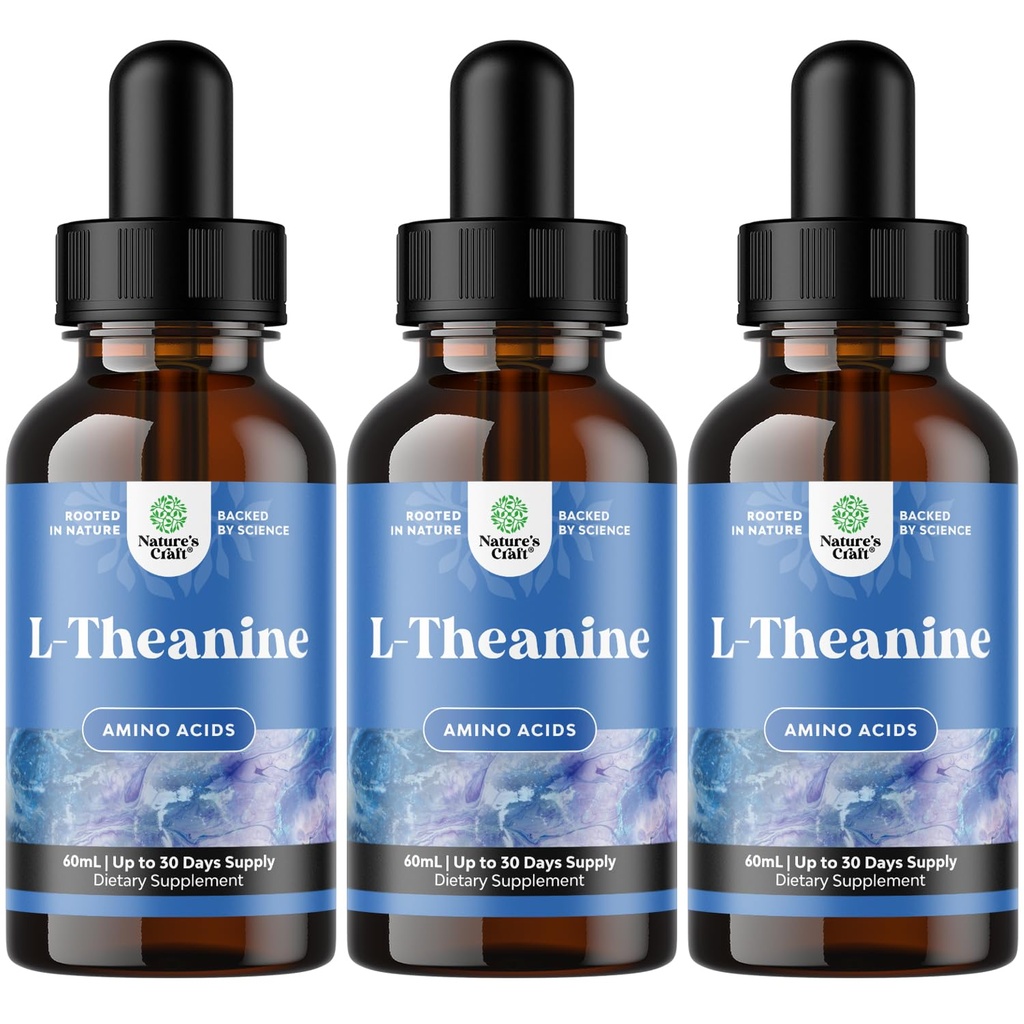 Natures Craft High Absorption L-Theanine Flüssigkeitstropfen - Nootropic Focus Supplement mit L Theanine 200mg pro Servieren und Kamille Extrakt - Ergänzung für Erwachsene und Kinder Erholung und Fokus - 6oz