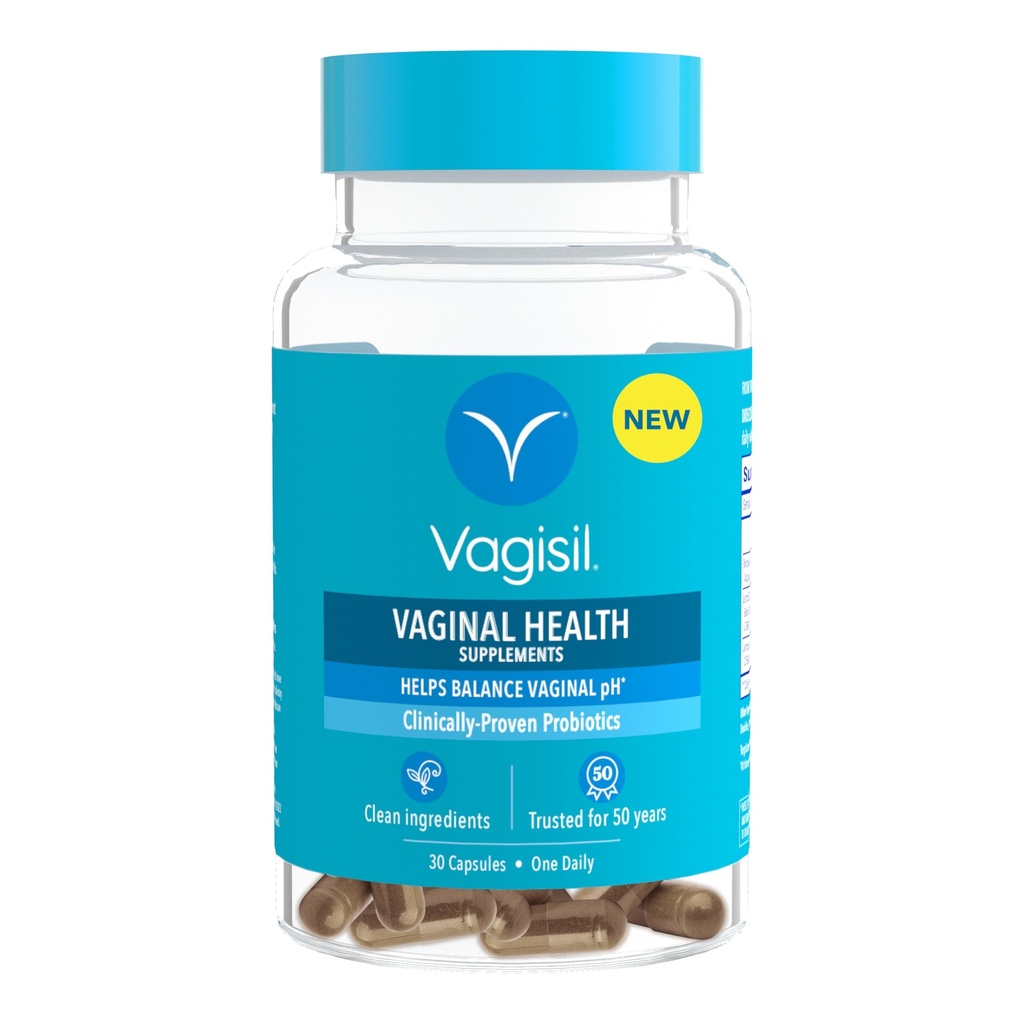 Vagisil Vaginal Health Supplements, Clinical-Proven Probiotics, fördert Vaginal Health, Clean Ingredients, Hilft Balance Vaginal pH, Nur 1 Kapsel täglich, 30 Kapseln
