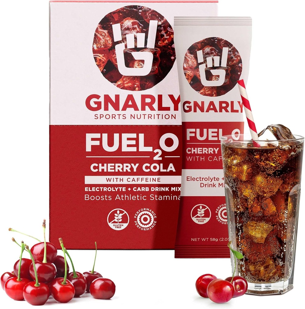 Gnarly Nutrition Fuel2O Electrolyte Powder Packs, Cherry Cola – Elektrolytlösung, Kraftstoff, Wiederauffüllung und Erholung – Fuel2O Endurance Nutrition – Cherry Cola, 10-Pack
