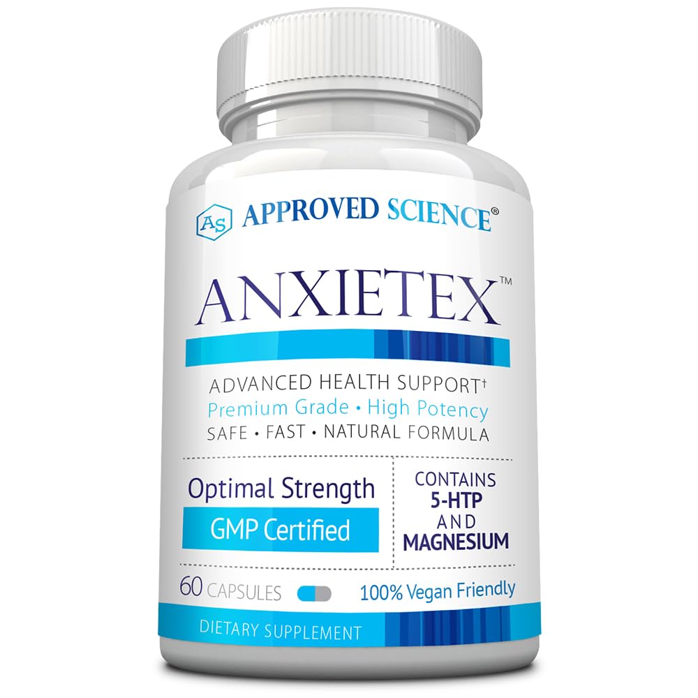 Genehmigte Wissenschaft Anxietex - Ruhe und Entspannung - L-Theanin und Magnesium - 60 Kapseln - Vegan Friendly - 3 Monate Versorgung