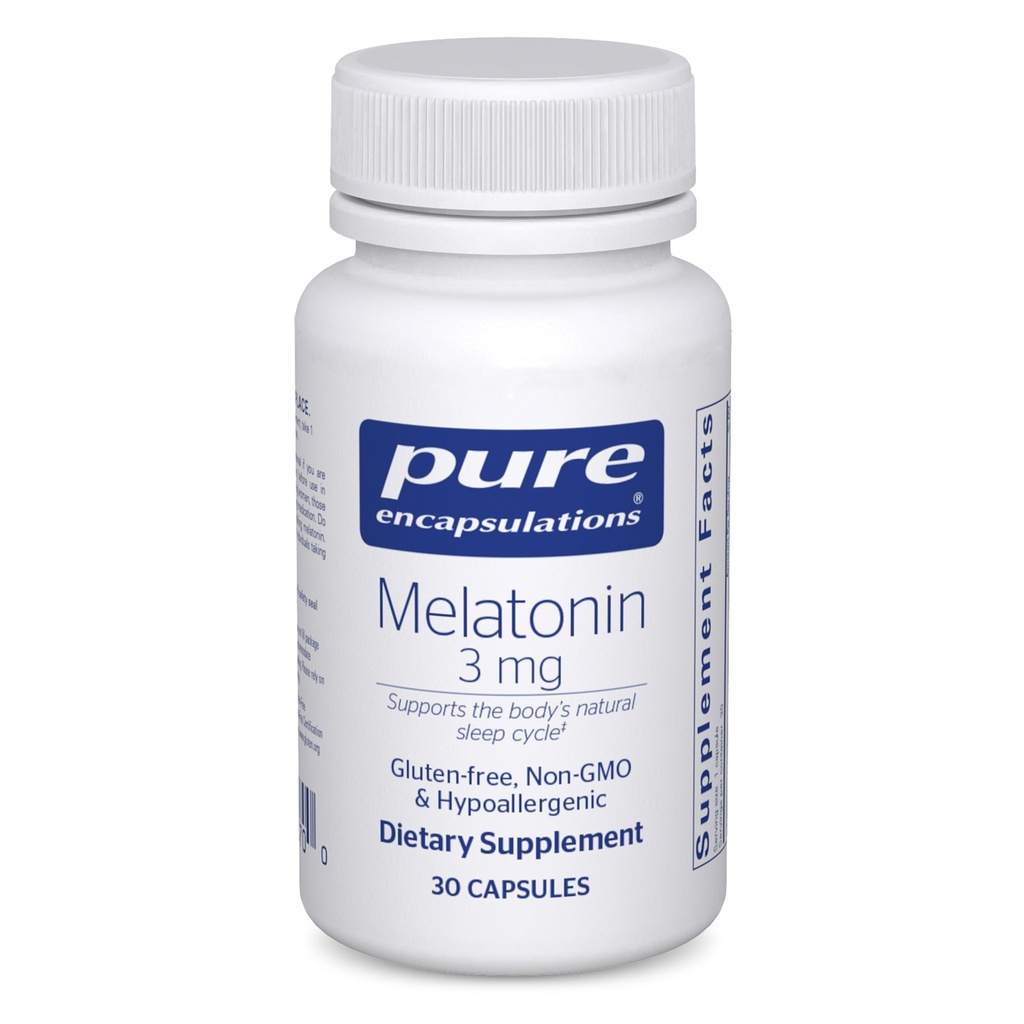 Pure Encapsulations Melatonin 3 mg - Antioxidante Ergänzung zur natürlichen Schlaf & Relief der okzialen Schlaflosigkeit - für natürliche Schlafunterstützung* - 30 Kapseln
