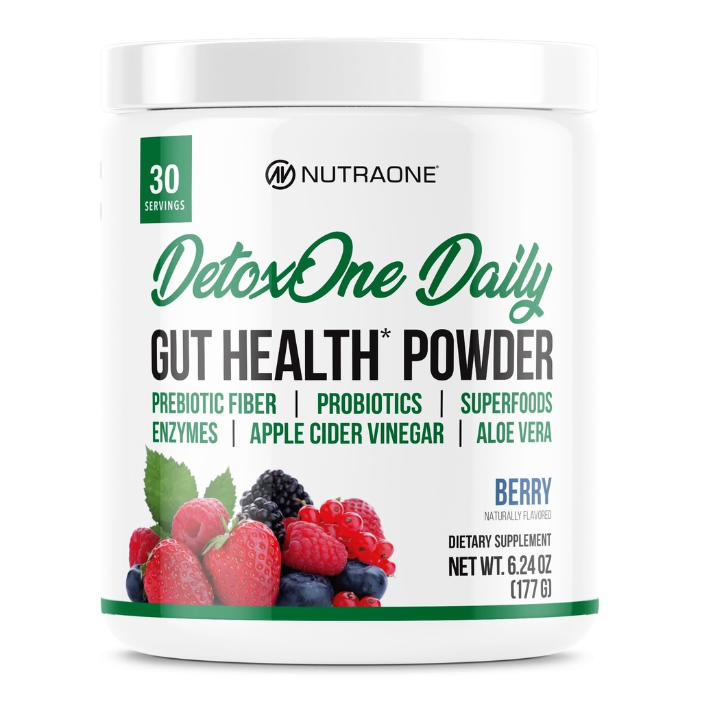 DetoxOne Daily Gut Health Powder for Weight Loss | Daily Detox Cleanse unterstützt normale/Gesundheit Verdauungsfunktion* Promo fördert Entgiftung*, steigert Energie & verbessert Nährstoffaufnahme*