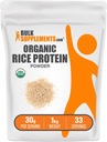 BulkSupplements.com Bio Reisprotein Pulver - Vegan Pflanzenprotein, Unflavored - Vegan & Glutenfrei, 30g pro Servierung, 1kg (2.2 lbs) (Pack von 1)