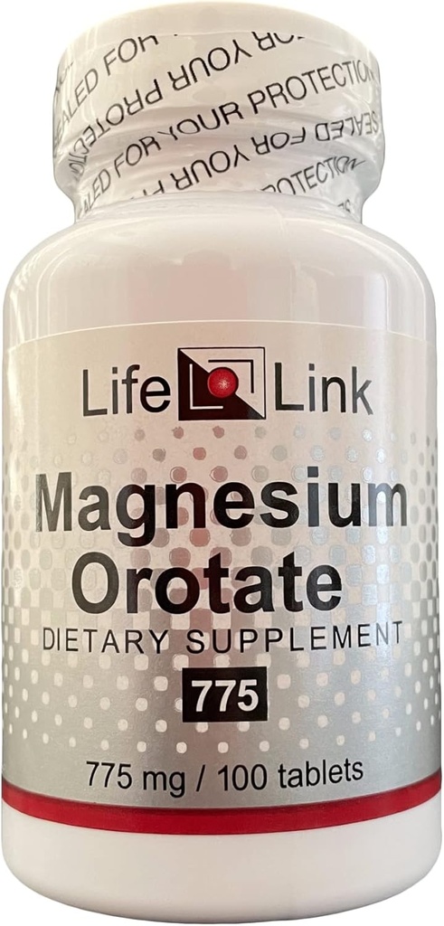 LifeLinks Magnesium Orotate | 775 mg x 100 Tabletten | Gehirn, Knochen, Herz-Kreislauf-Gesundheit | Glutenfrei & Non-GMO | Made in USA