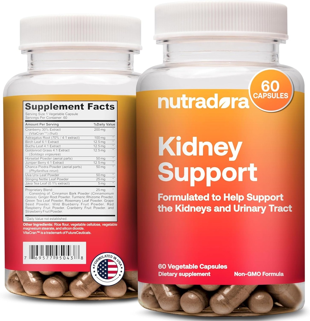 Nierenunterstützung Ergänzungen für Frauen und Männer - Natürliche Nierenreinigung Detox Formel mit Cranberry Extrakt hilft Kidney & Urinary Tract, Formuliert in USA, 2 Monat Versorgung, Packung von 1
