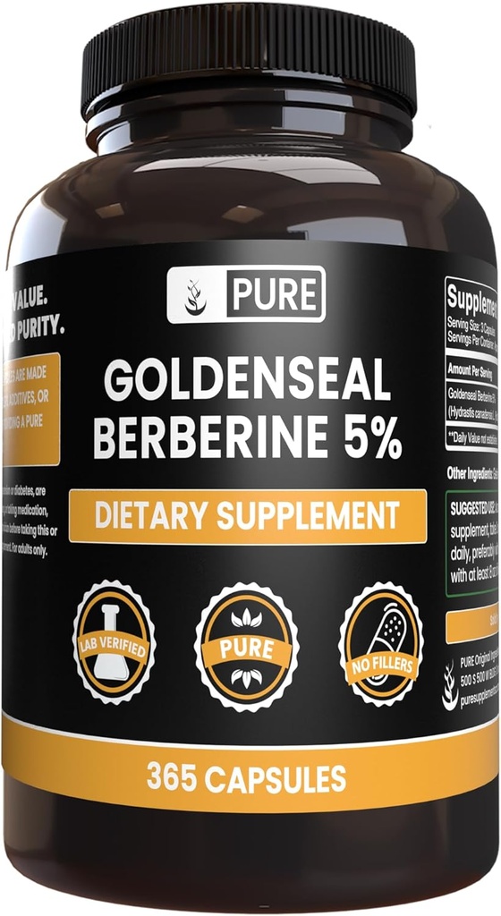 PURE ORIGINAL INGREDIENTS Goldenseal Berberine Kein Magnesium oder Reisfüller, Immer rein, Lab verifiziert (365 Zähler)