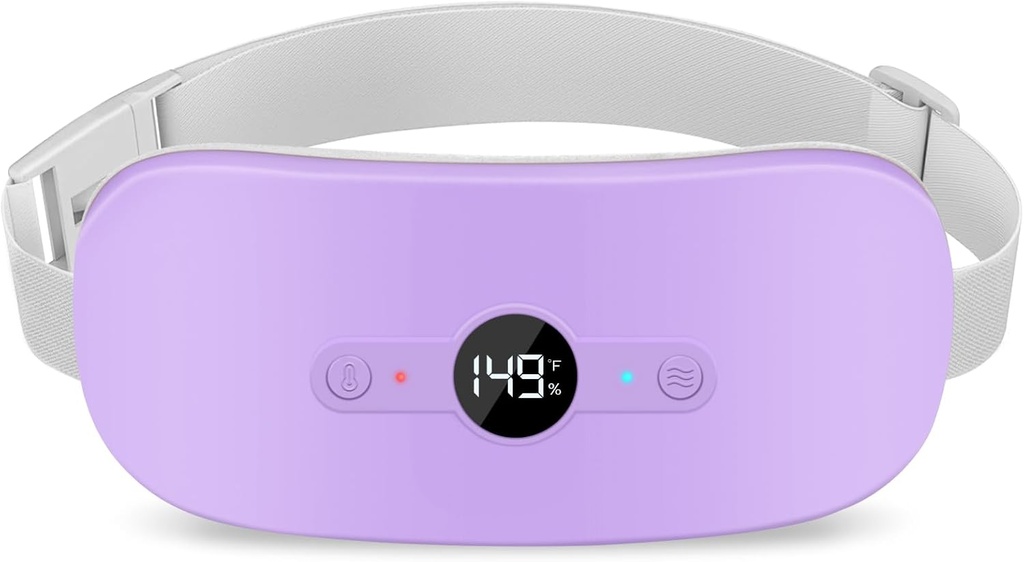 NOWWISH Heizkissen für Period Cramps Schmerzlinderung, Tragbare elektrische Akku Menstruations Heizkissen wiederaufladbar mit 6 Wärmestufen und 6 Massagemodi, Weihnachtsgeschenke für Frauen Teen Girls, Lila