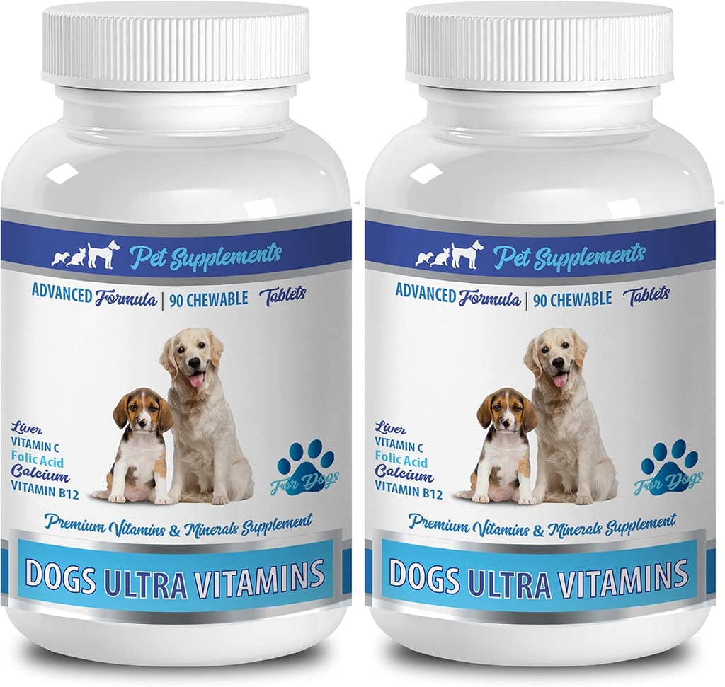 Dog Bone Supplement Large Breed - Dog Ultra Vitamins - Minerals - Essential NUTRIENTS - Premium und natürlich - Hund Kalzium Knochen - 2 Flaschen (180 Stück)