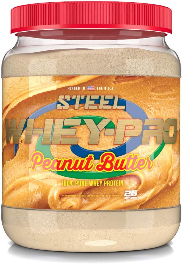 Stahl Ergänzungen Whey-Pro | 100% reine Whey Protein Pulver für Männer und Frauen | Peanut Butter | Muskelaufbau & Lean Muskel Erholung | Glutenfrei | 1,51 lbs | BCAA 5g | Non-GMO | 25 Servierungen