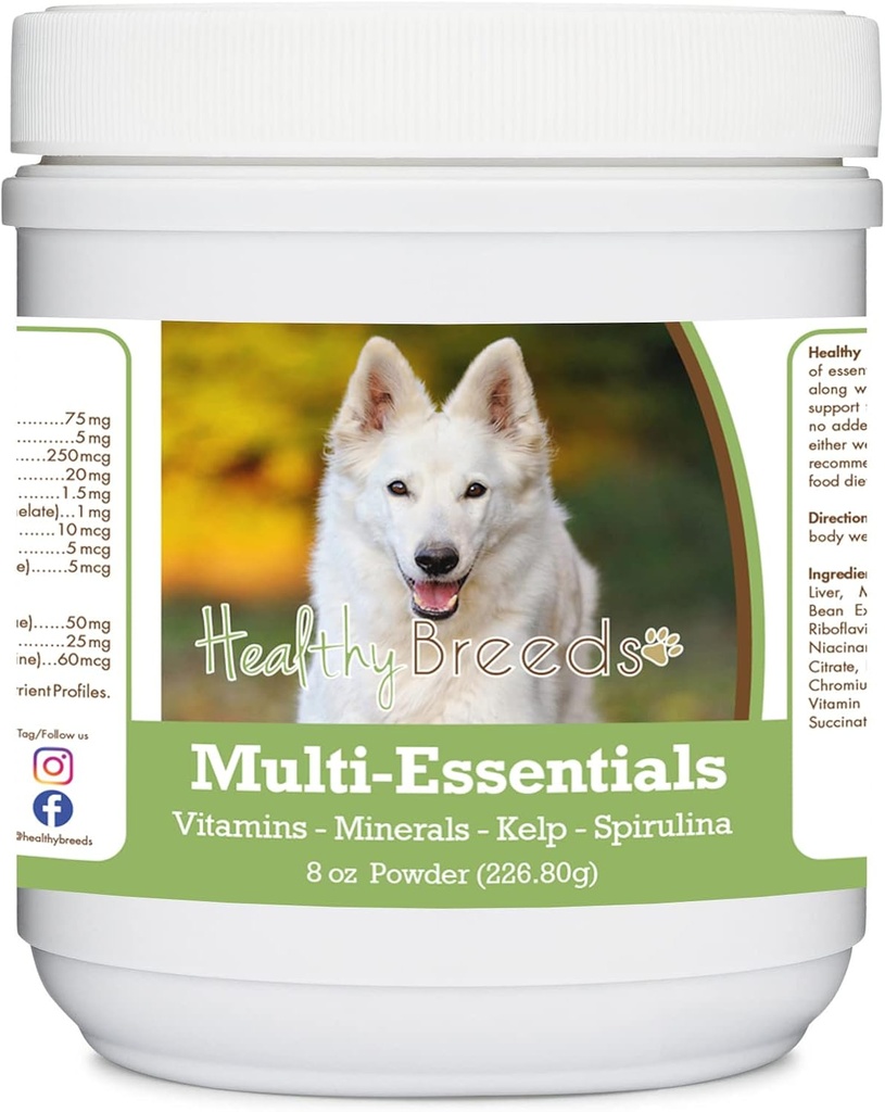 Gesunde Rassen Deutscher Schäferhund, Weiß, Multi-Essentials Pulver für Hunde - eine ideale Ergänzung von Vitaminen, Mineralien & Antioxidantien für Ihren Hund - 8 Unzen