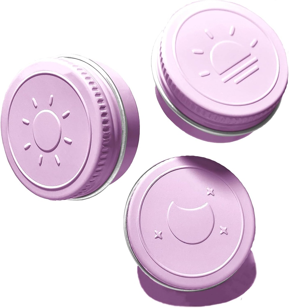 Extra Small Single Pill Box für Geldbeutel (3 Pack), Aluminium Schraube Top Pille Container, 3 Mal pro Tag Tragbare wasserdichte Single Pille Fall für Vitamine, Fischöle, Nahrungsergänzungsmittel (Licht Lila)
