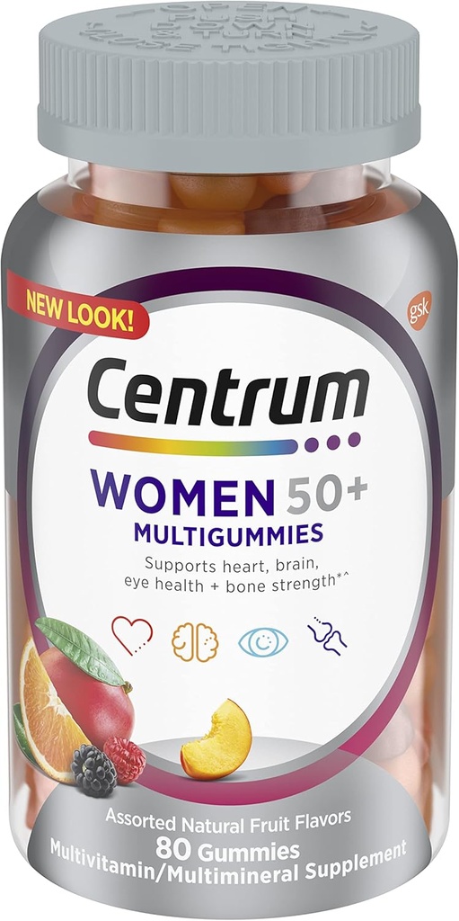 Centrum MultiGummies Gummy für Damen 50 Plus, mit Vitamin D3, B6 und B12, Multivitamin/Multimineral Supplement - 80 Count