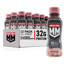 Muscle Milk Pro Advanced Nutrition Protein Shake, Slammin' Strawberry, 11.16 Fl Oz (Pack of 12), 32g Protein, 1g Zucker, 16 Vitamine & Minerals, 5g Fiber