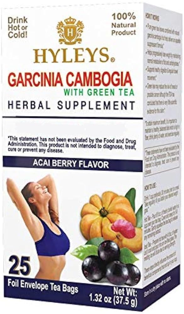 HYLEYS Tee Garcinia Cambogia Grüner Tee mit Acai Berry Flavor - 25 Teebeutel