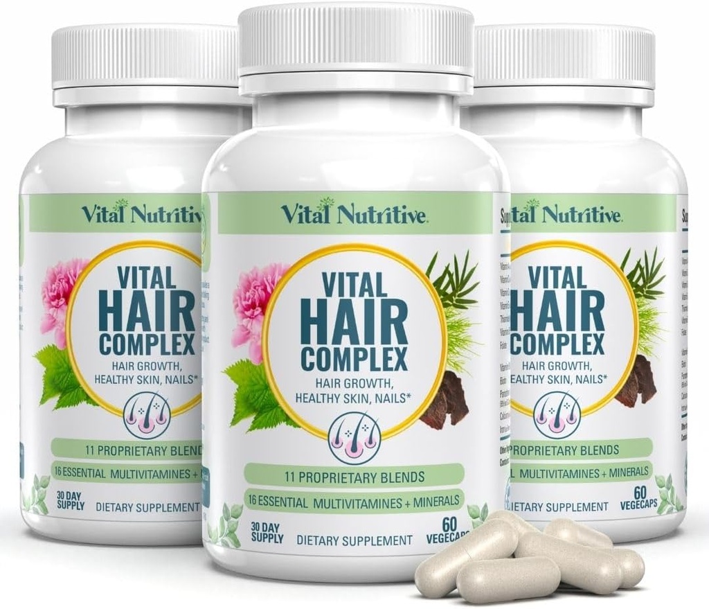 Vital-Haar-Komplex -Hair-Wachstum Vitamine für Frauen und Männer -Biotin & Vitamin B -Hair-Wachstumszusatz für gesunde Haare Haut & Nägel -Hormon & Gluten Free -Hair-Vitamine für Frauen