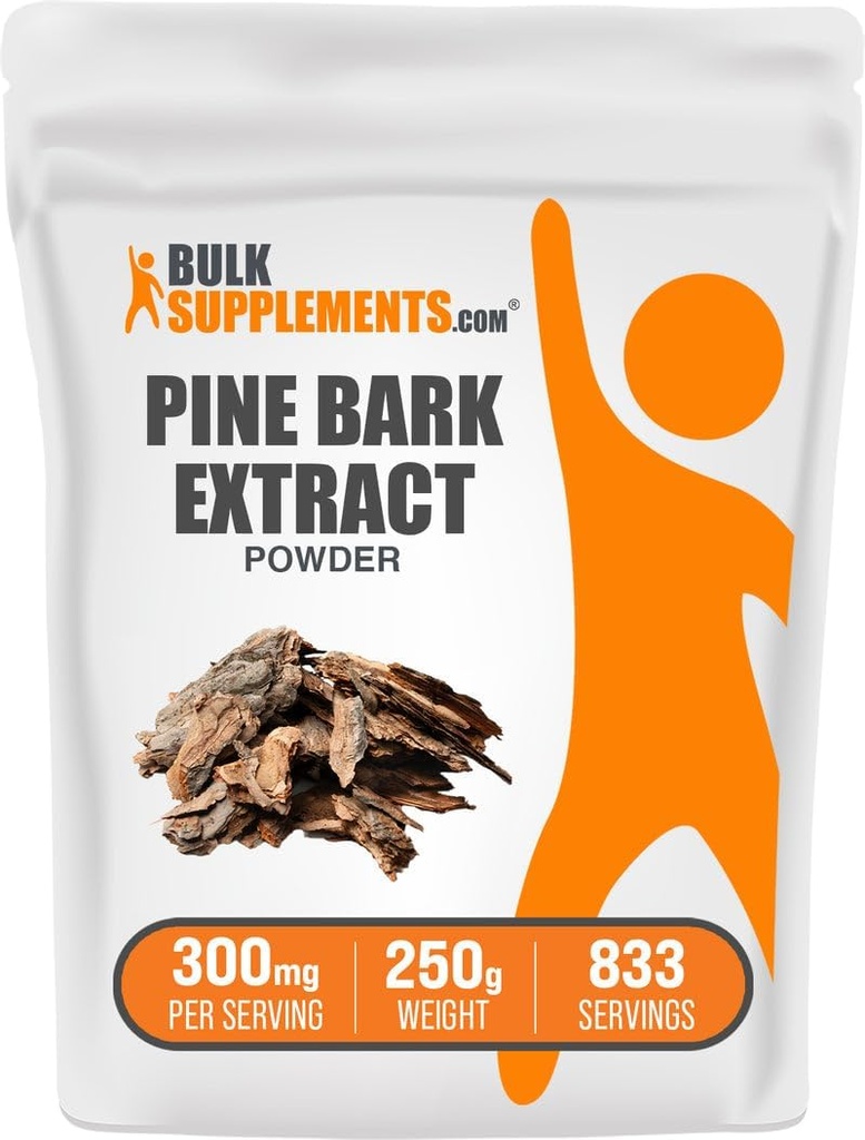 BulkSupplements.com Pine Bark Extrakt Pulver - Kräuterergänzung, Pine Bark Pulver - Antioxidantien Unterstützung, Glutenfrei - 300mg pro Servierung, 250g (8.8 oz) (Pack von 1)