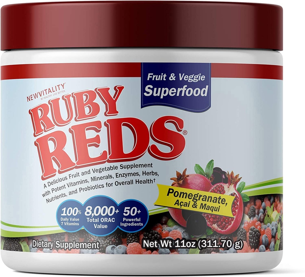 Ruby Reds | Delicious Reds Powder Fruit & Vegetable Supplement mit potenten Vitaminen, Mineralien, Enzyme, Kräuter, Nährstoffe und Probiotika für Gesamtgesundheit 11 oz. (30 Portionen)