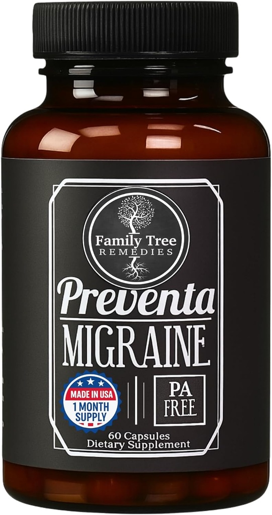 Preventa Migraine Relief Supplement – PA-Free Butterbur, Magnesium, Riboflavin, Feverfew – Daily Headache Prevention – 60 Kapseln