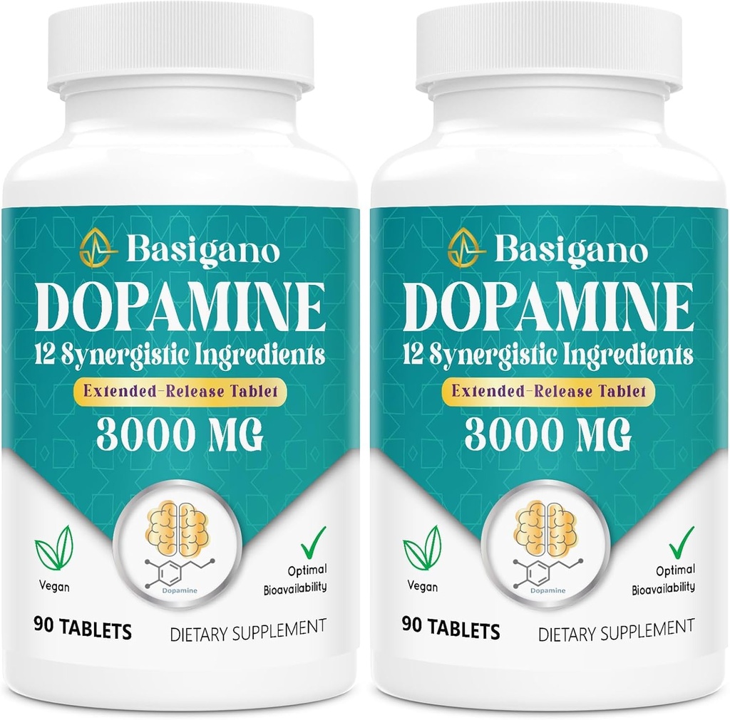 Natürliche Dopamin Ergänzung - Glutenfrei - 90 Tabletten(Pack von 2)