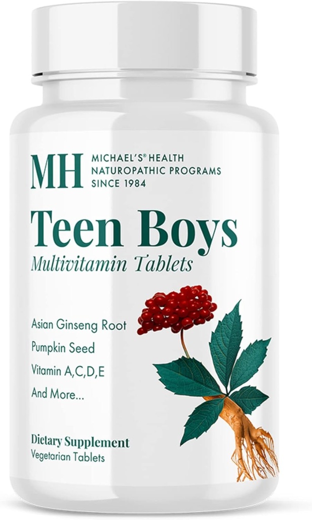 MICHAEL'S Health Naturopathic Programme Teen Boys - 60 vegetarische Tabletten - Tägliche Multivitamin-Ergänzung - Kosher - 30 Servierungen