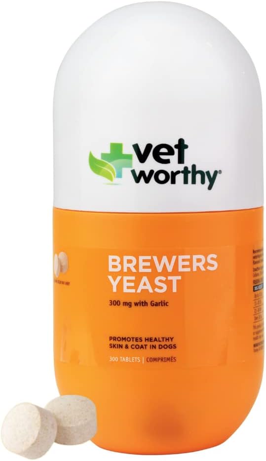 Vet Worthy Brewer Chewables für Hunde - Hunde tägliche Ergänzung zu gesunden Haut und Mantel - Brauer Ergänzung mit Zink, Eisen, Vitamin B Complex - Knoblauch Flavored, 300 Tabletten