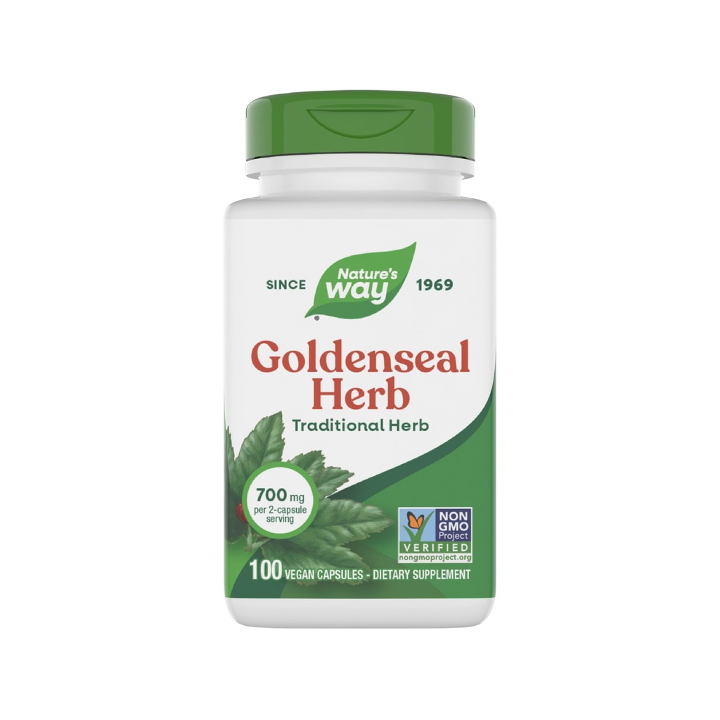 Nature's Way Goldenseal, Traditionelle Kräuter, 700 mg pro 2-Capsule Serving, Non-GMO Project Verified, Vegan, 100 Kapseln