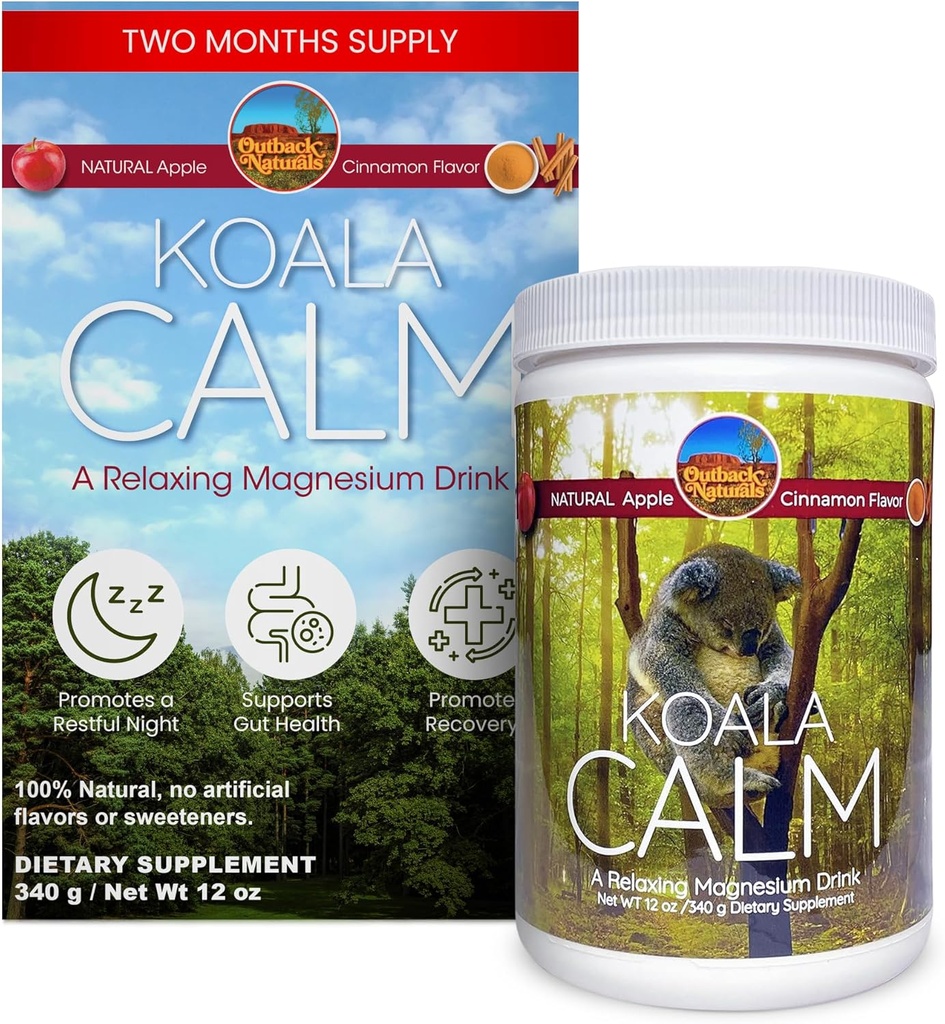 Calm Magnesium Powder - 400mg Magnesium Citrate Drink Mix für Entspannung, Schlafunterstützung und Muskelentlastung, Apfel Zimt Flavor