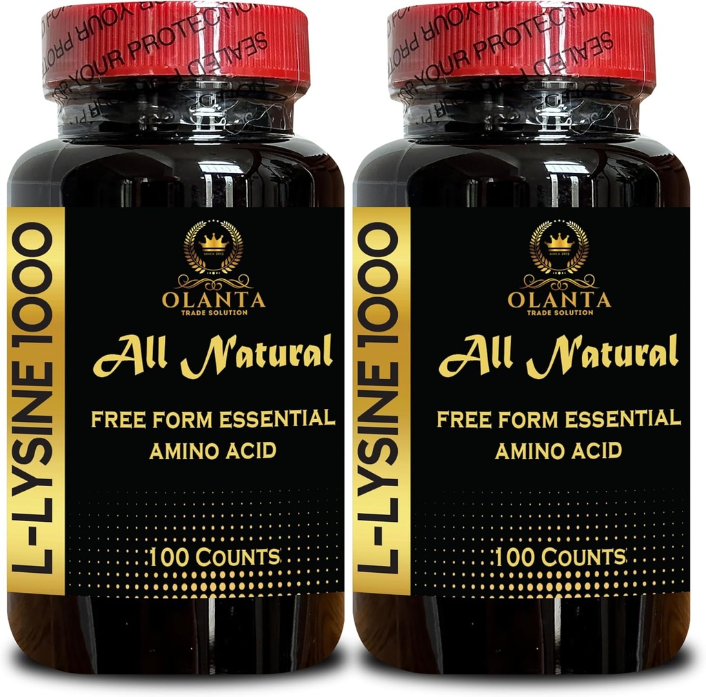 L-LYSINE 1000 mg freie Form Aminosäure essentiell - reine 1000mg Aminosäure-Ergänzung, Bindegewebe-Unterstützung, freie Form Aminosäuren, L Lysin-Komplex, Aminosäuren - 2 Flaschen 200 Zähler