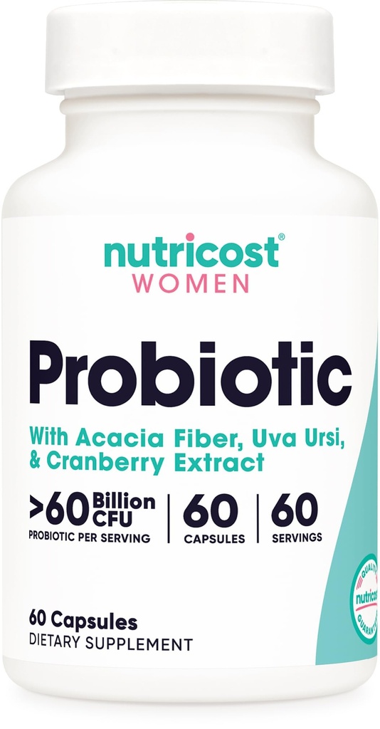 Nutricost Probiotic für Frauen 60 Billion CFU, 60 Kapseln, Komplex mit Acacia Fiber, Uva Ursi, & Cranberry Extract - Non-GMO & Gluten Kostenlos