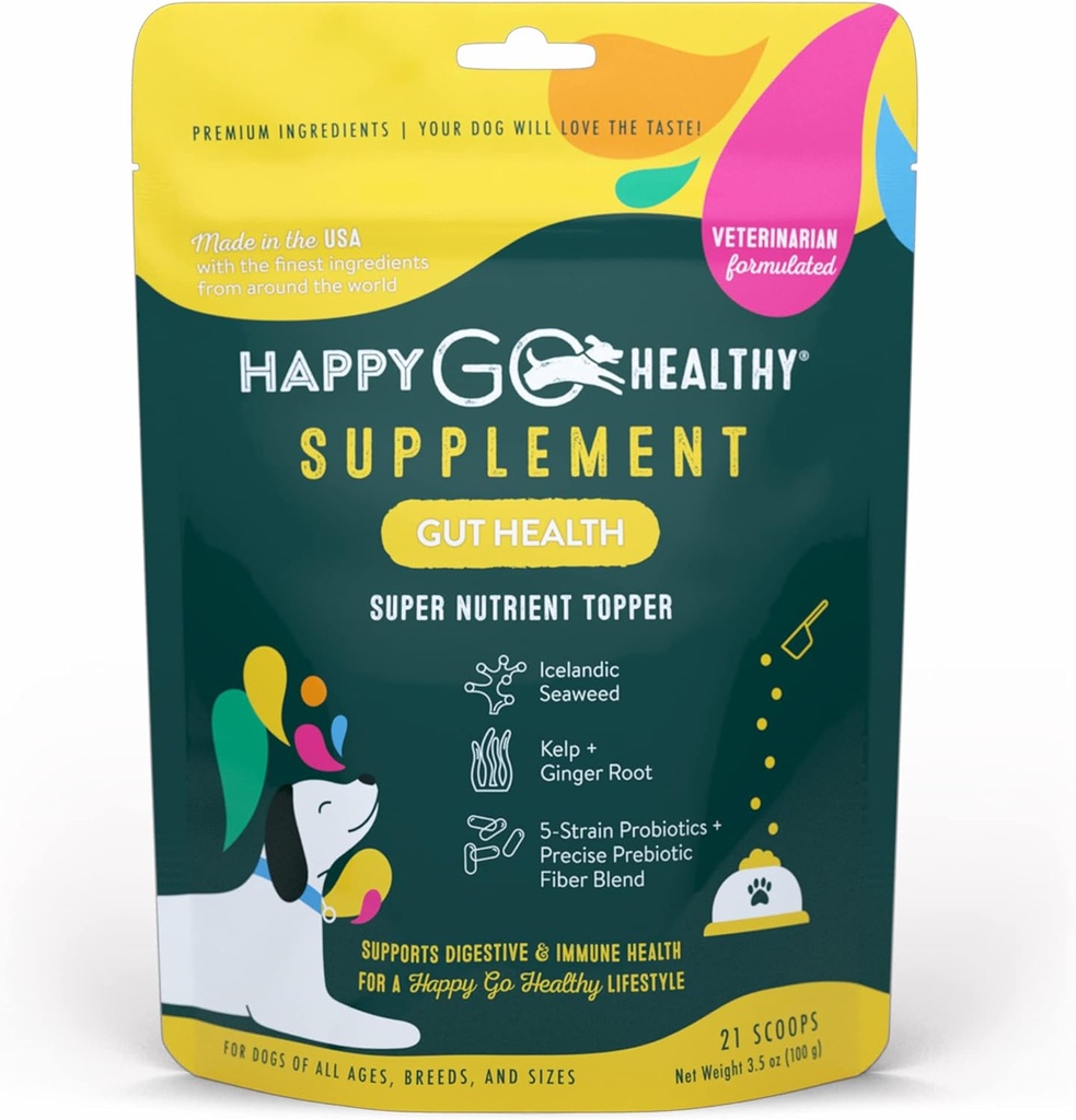 Dog Gut Health Probiotics Supplement | Verbessert Verdauungs- und Immunsystem-Unterstützung für Hunde und Welpen | Alle natürlichen Inhaltsstoffe Tasty Kibble Hundefutter Topper | 21 Count Pack
