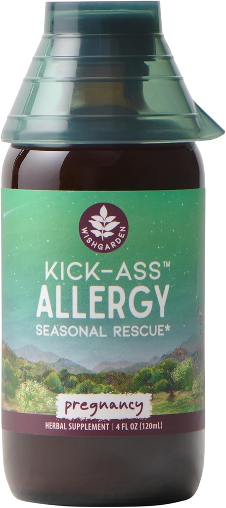 WishGarden Kräuter Kick-Ass Allergy für Schwangerschaft - Pflanzenbasierte Kräuter-Allergy-Ergänzung w/Nettle Leaf, Echinacea & Yerba Santa, sicher unterstützt gesunde Histamin Antwort auf jahreszeitliche Unruhen, 4oz