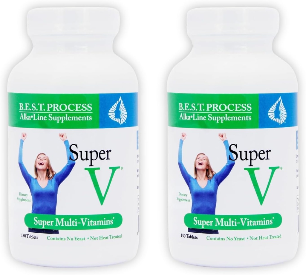SuperV (2 Pack) Bester Prozess AlkaIine — Erregung & Entgiftung Multivitamin — Vitamine & Minerale mit Verdauungsenzymen, Superfoods und Kräutern