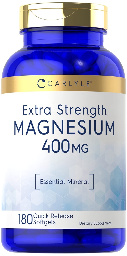 Carlyle Magnesiumoxid 400mg | 180 Softgels | Essential Mineral | Non-GMO und Glutenfreie Ergänzung