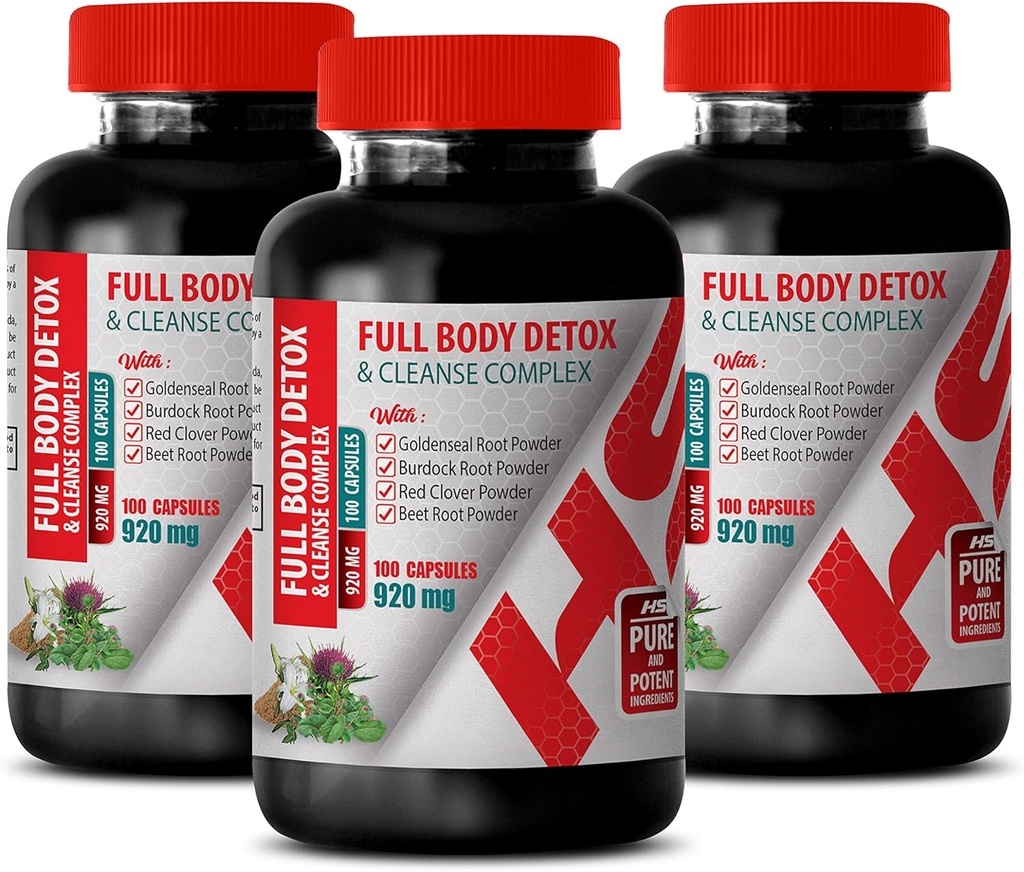 Body Detox and Cleanse Weight Loss - Full Body Detox and Cleanse Complex 920 MG - Burdock Root Bulk Supplements - 3 Flaschen 300 Kapseln