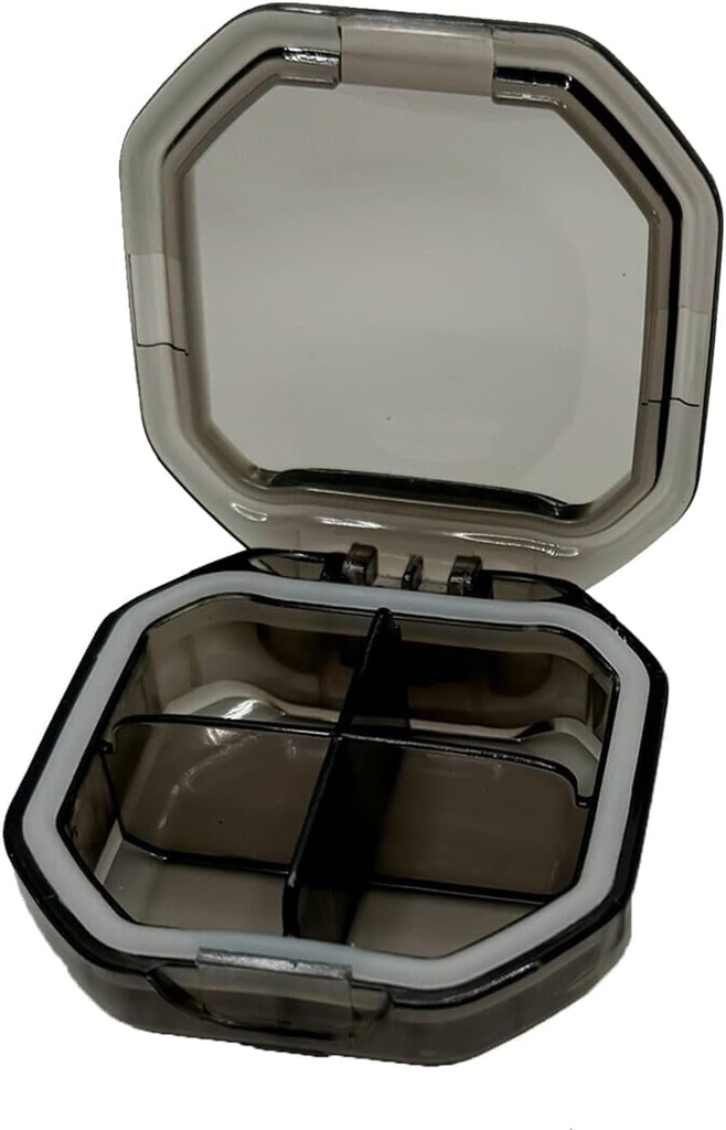 Travel Pill Organizer - Durable, wasserdicht Pille Fall Reisegröße mit 4 Komponenten - Kompakte Pille Reisetasche für Vitamine, Nahrungsergänzungsmittel, Medizin - Travel Pille Container für Geldbeutel (Gray)